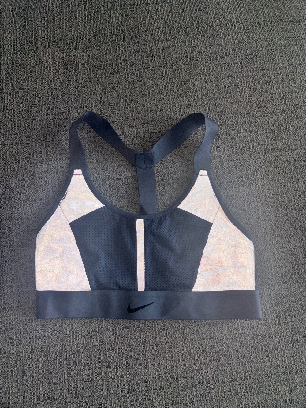 Nike Light Gray and Dusty Blue Racerback Sports Bra